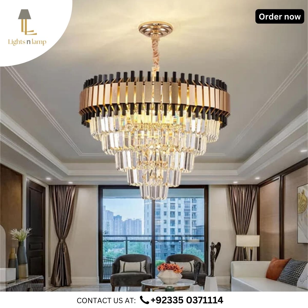 MODERN LUXURY BLACK & GOLD CHANDELIER