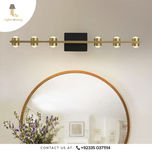 matte black and gold vanity mirror light in pakistan